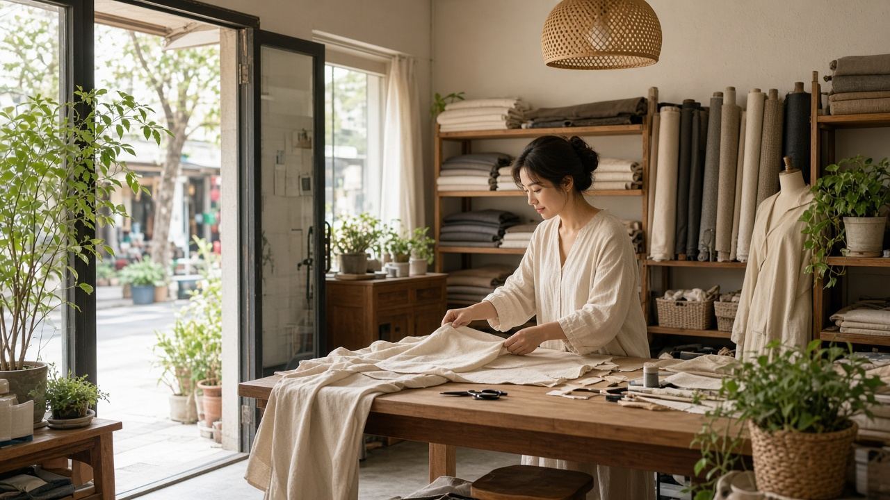 Custom clothing / dressmaking / made-to-measure sewing workspace at Atelier Mintstar